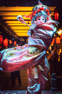 Chinese actress performs a traditional face-changing show