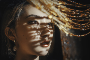 Young chinese woman vintage studio portrait