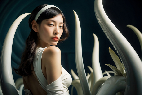 Ai portrait of a young woman in a futuristic world by Philippe Lejeanvre