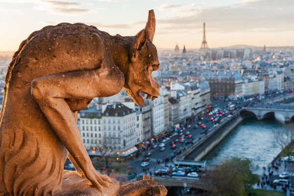 Gargoyle watching paris at sunset 2 by Philippe Lejeanvre