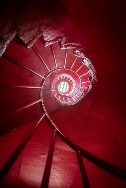Red spiral staircase 2 by Philippe Lejeanvre