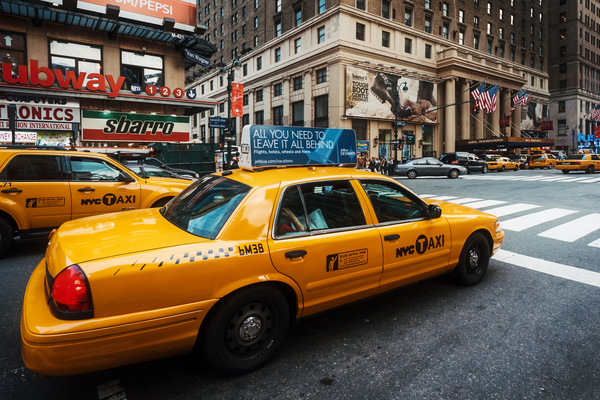 Yellow taxis in New York City Print