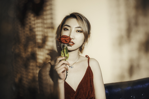 Young chinese woman vintage studio portrait  Print