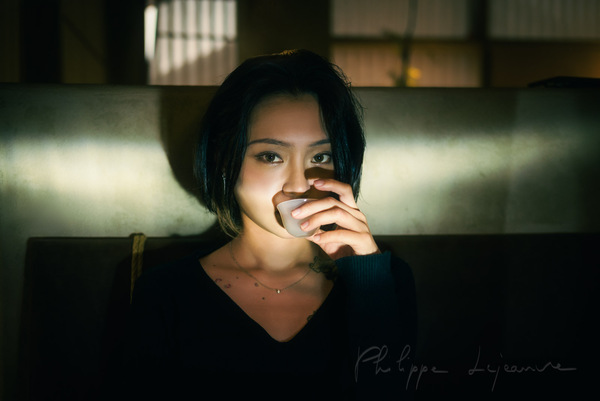 Young woman drinking tea 1 by Philippe Lejeanvre