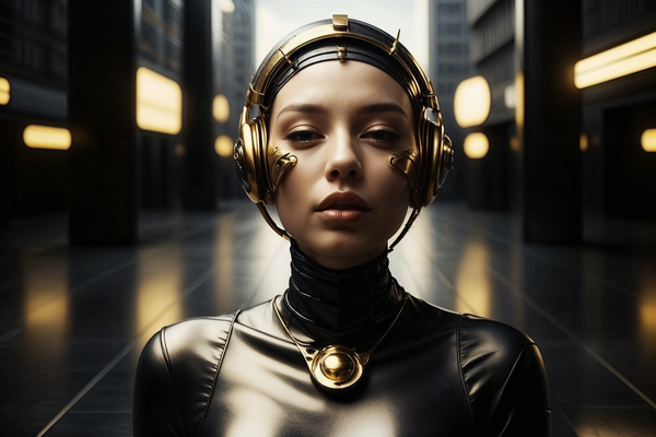 Ai portrait of a young woman in a futuristic world by Philippe Lejeanvre