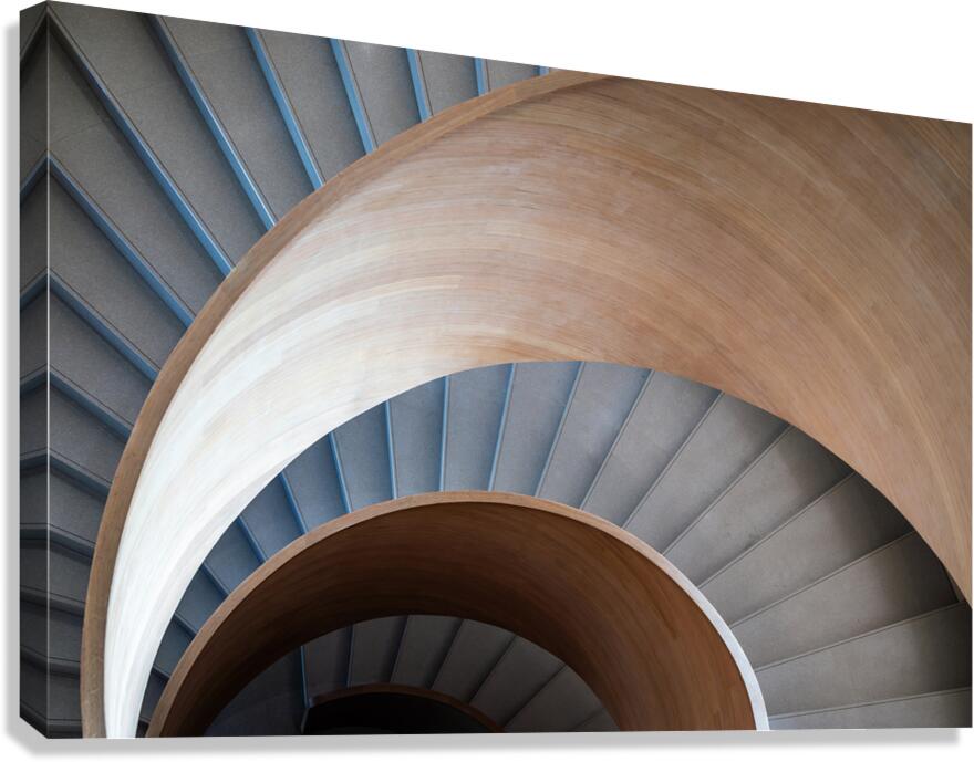 Curved Modern Wooden Spiral Staircase  1 Canvas Print