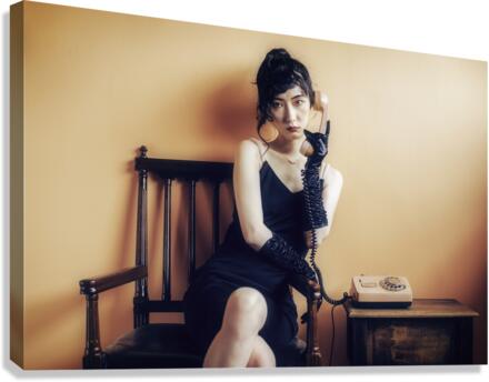 Young Chinese woman vintage studio portrait Canvas Print
