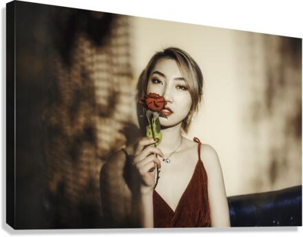 Young chinese woman vintage studio portrait  Canvas Print