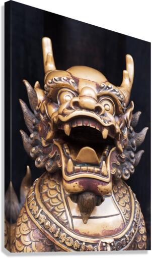 Dragon bronze statue in a chinese buddhist temple Canvas Print