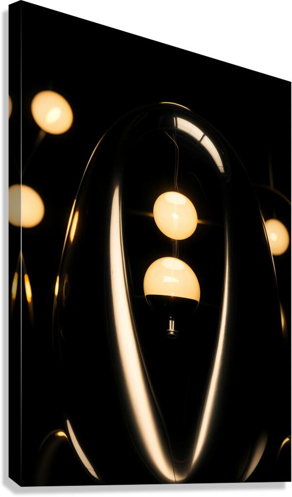 Abstract dark metallic decoration with yellow lamp Canvas Print