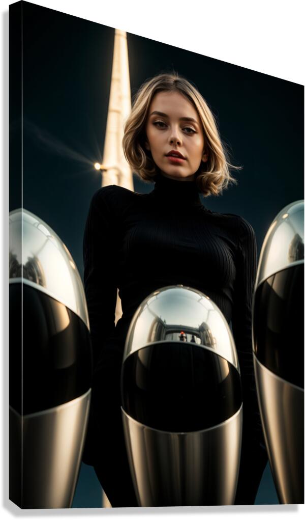 Ai portrait of a young woman in a futuristic world Canvas Print