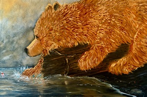 IMG 3428 grizzly bear staring at a fishing bobber