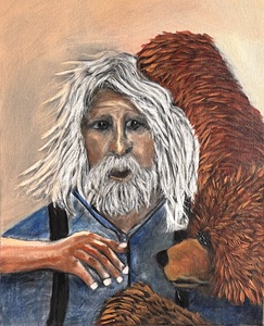 IMG 4233 Mountain man getting a hug by a grizzly