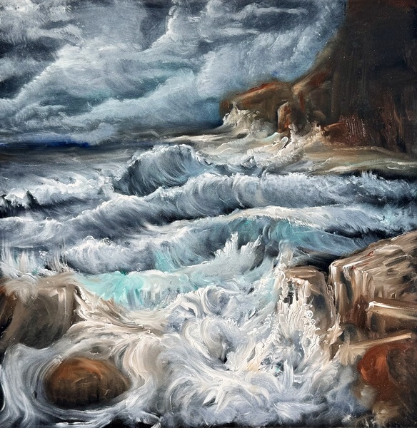 Swirling waves seascape Print