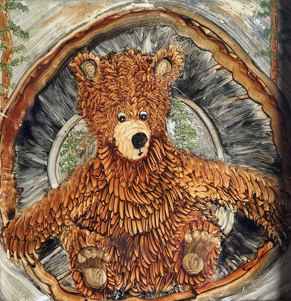 IMG 4296 -cute bear in  hollow log Print
