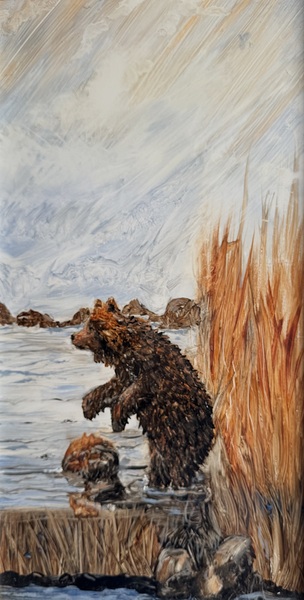IMG 4310. Bear in a lake Print