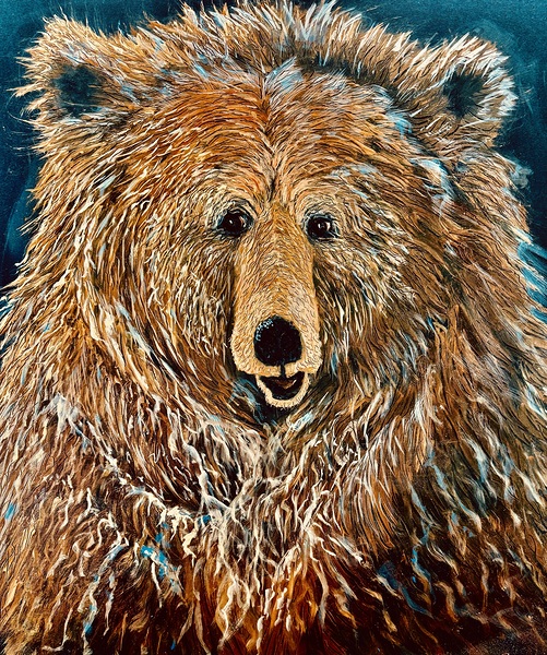 IMG 3733 colorful grizzly bear head Print