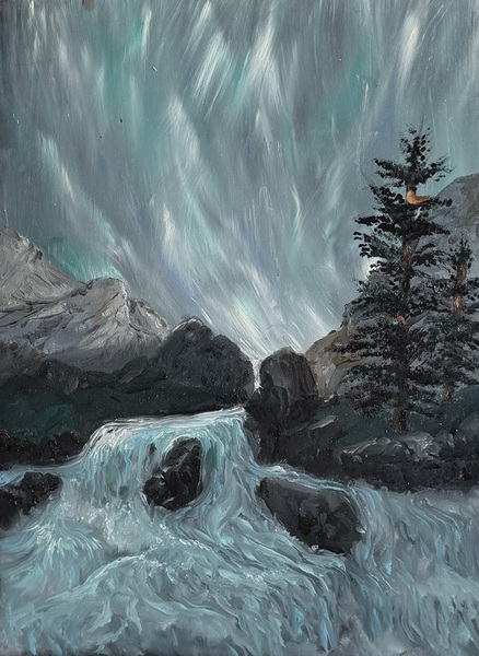 IMG 4227 Northern lights over the river Print