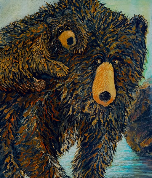 IMG 4303. grizzly bear and a cub Print