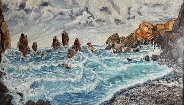 Rocky seascape by Les Smith