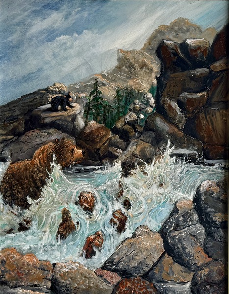 IMG 4221 -mama grizzly and cub Print