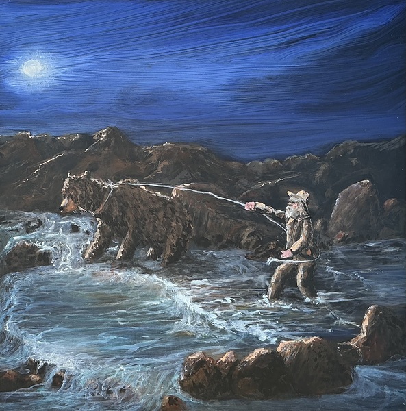 IMG 0127 Mountain man roping a grizzly Print