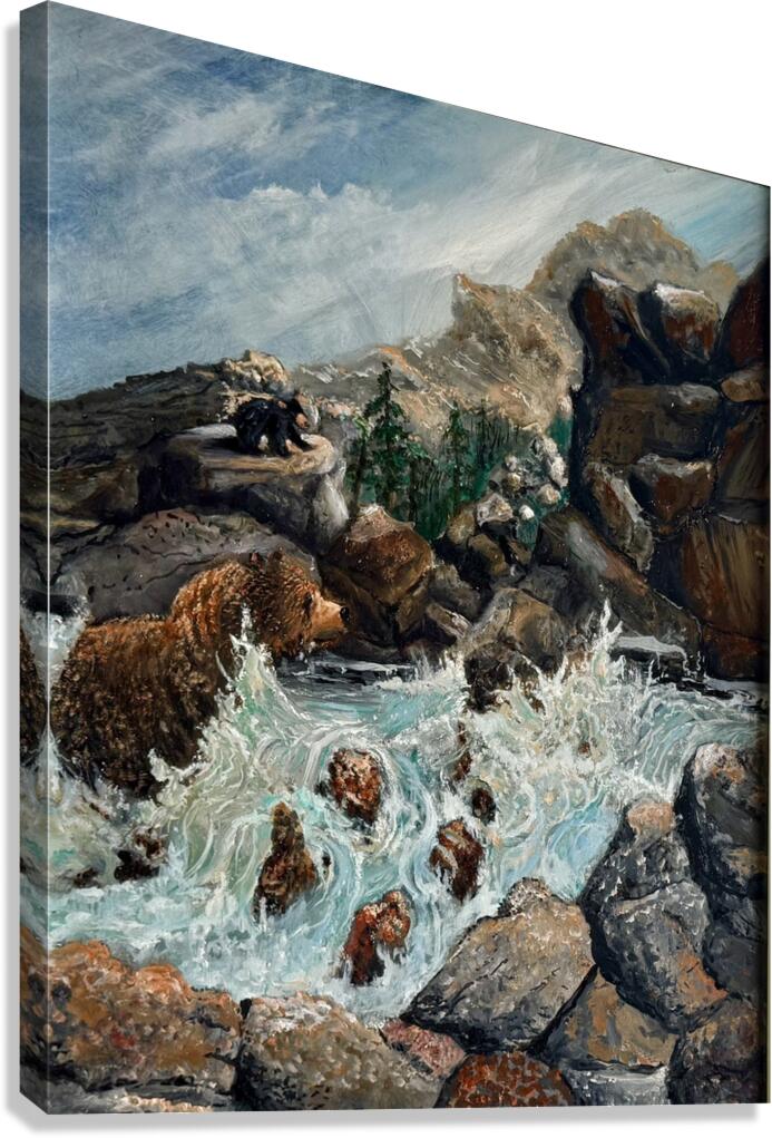 IMG 4221 -mama grizzly and cub Canvas Print