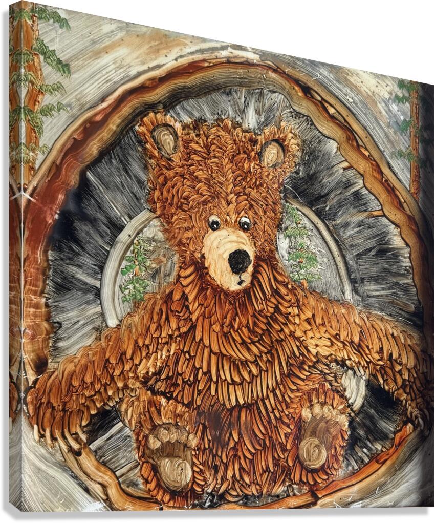 IMG 4296 -cute bear in  hollow log Canvas Print