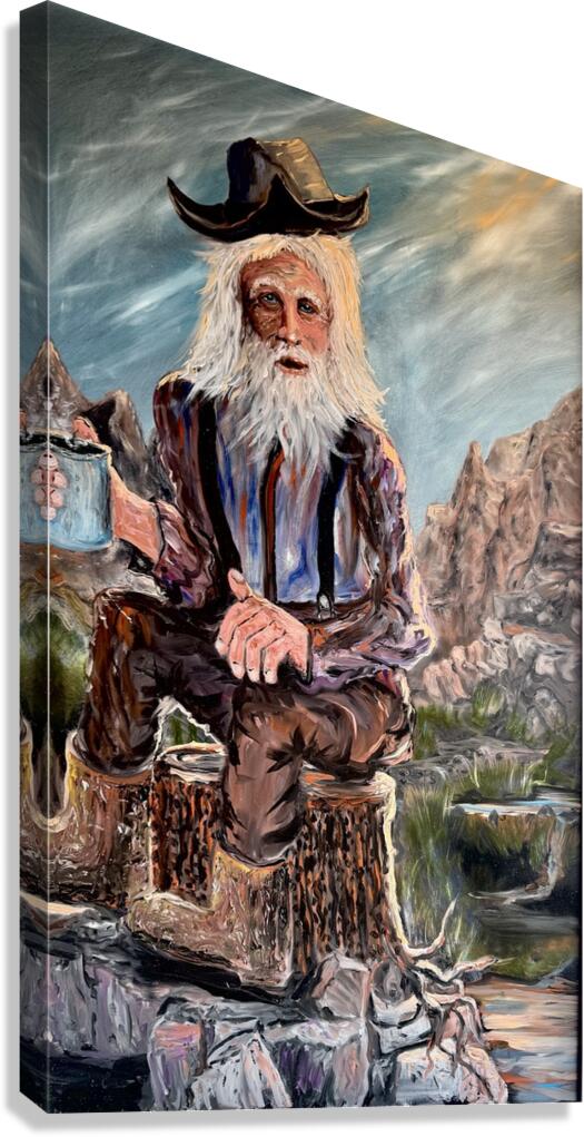 IMG 4152 Old mountain man on a stump Canvas Print