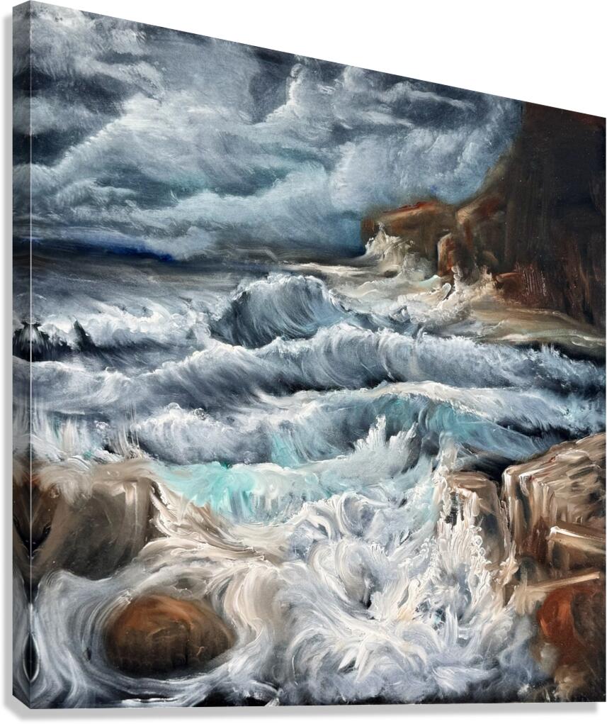 Swirling waves seascape Canvas Print
