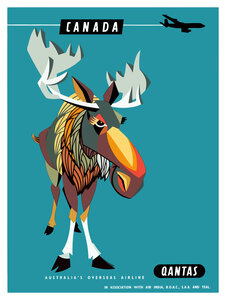 1952 CANADA Moose Qantas Airline Poster