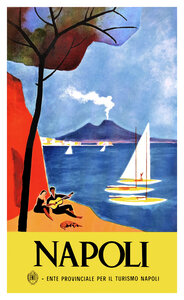 1954 NAPLES Italy Travel Poster