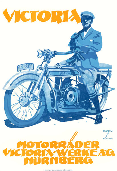 1920 Victoria Motorcycles German Advertising Poster by Retrographics