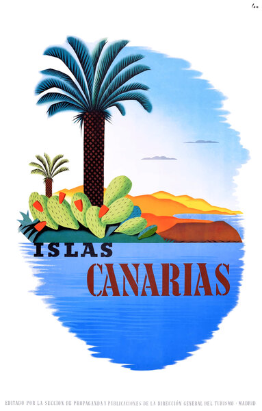 1925 CANARY ISLANDS Spain Travel Poster by Retrographics