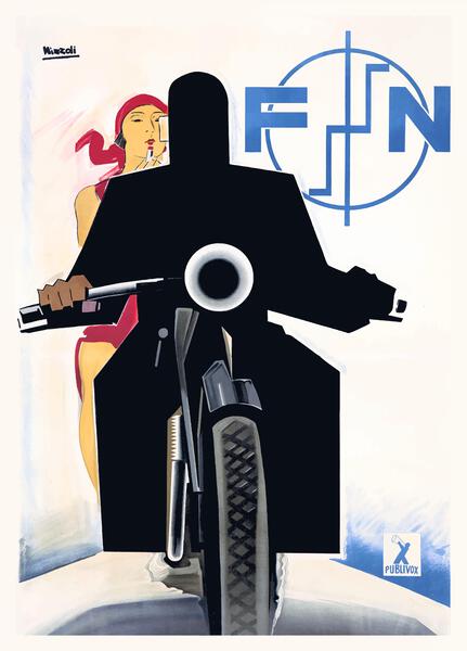 1925 FN Motorcycles Belgian Advertising Poster by Retrographics