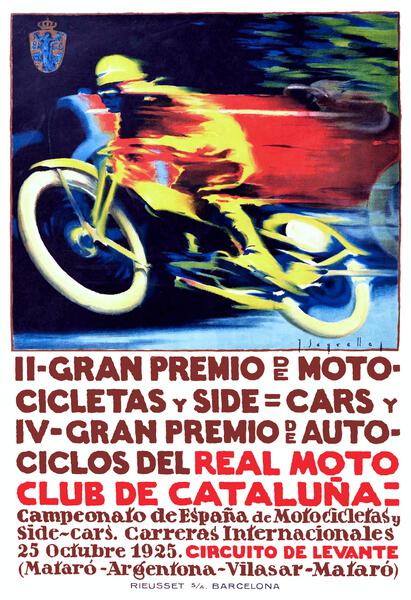 1925 SPAIN Motorcycle Grand Prix Race Poster by Retrographics