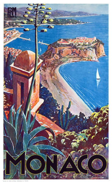 1930 MONACO PLM Train Travel Poster by Retrographics