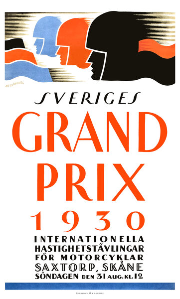 1930 SWEDEN Motorcycle Grand Prix Poster by Retrographics