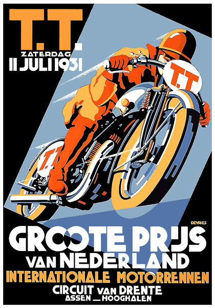 1931 NETHERLANDS Motorcycle Grand Prix Poster by Retrographics