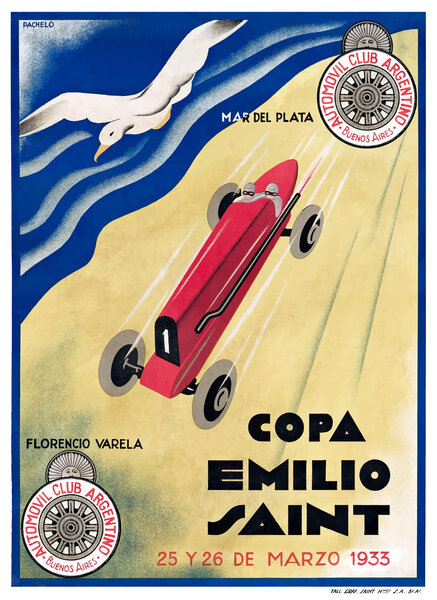 1933 ARGENTINA Copa Emilio Saint Racing Poster by Retrographics
