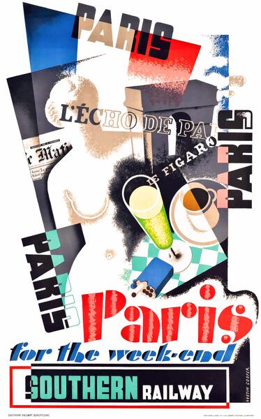 1934 Paris For The Weekend Travel Poster by Retrographics