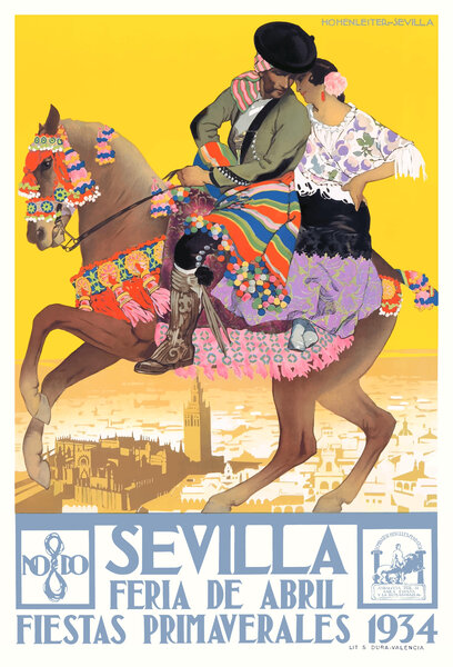 1934 SPAIN Seville Spring Festival Poster by Retrographics