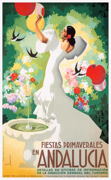 1941 SPAIN Andalucia Springtime Festivals Poster by Retrographics