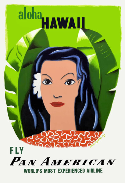 1953 Aloha HAWAII Pan American Airlines Advertising Poster by Retrographics