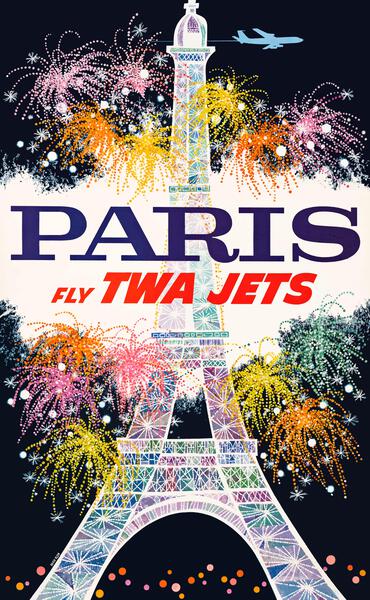 1962 PARIS Fly TWA Jets Poster by Retrographics