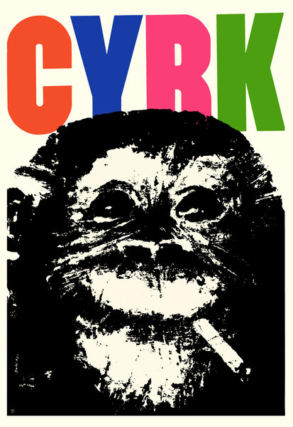 1964 Cyrk Smoking Chimpanzee Polish Circus Poster by Retrographics