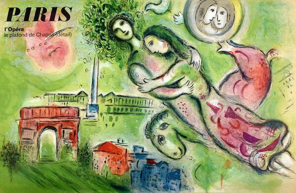 1964 Marc Chagall Paris Opera French Travel P by Retrographics