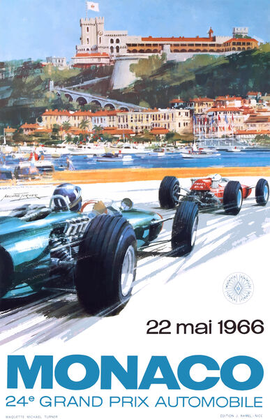 1966 MONACO Grand Prix Racing Poster by Retrographics