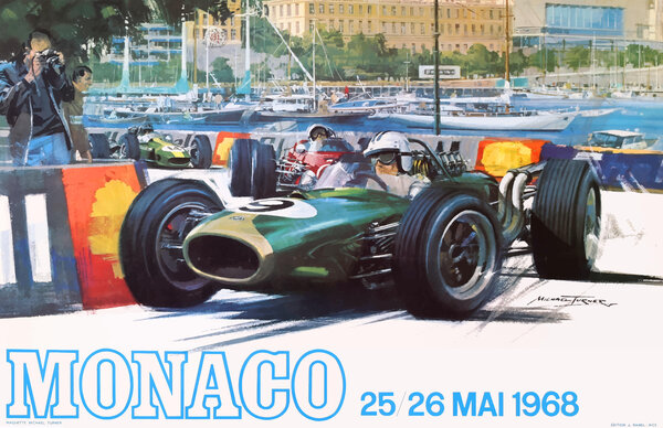 1968 MONACO Grand Prix Racing Poster by Retrographics