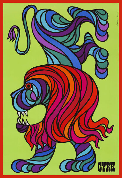 1970 POLAND Circus CYRK Lion Handstand Poster by Retrographics